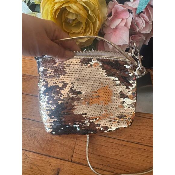 Coach Poppy Disco Mini Bag In Gold Sequins Shoulder Bag/ Crossbody (210 - Picture 3 of 6